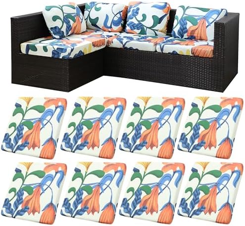 8 Pcs Outdoor Cushion Covers, Patio Sofa Cushion Covers Replacement by BIETYONE