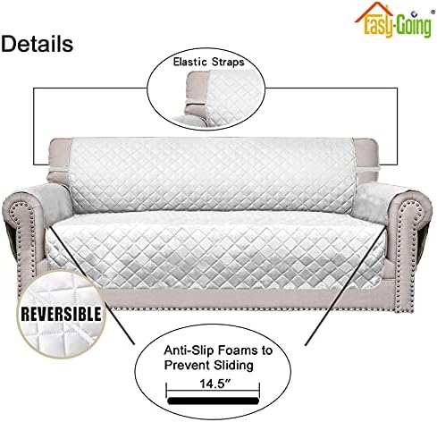 Easy-Going Reversible Couch Cover, 2 Cushion Sofa, Loveseat, White/White - Image 3