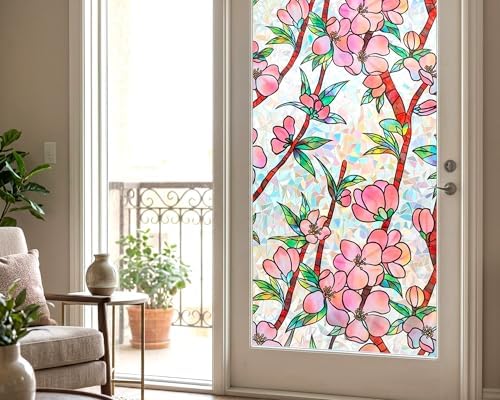Peach Blossom 3D Prism Window Film Privacy Static Cling Anti UV 17.5x78.7in - Image 6