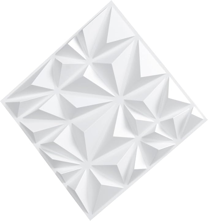 VEVOR 3D Wall Panels, 33-Pack 11.81 x 11.81 in PVC Modern Art Minimalist Diamond Tiles, 32 Sq.Ft Coverage Accent Wall Panel, Interior Home Decor for Ceiling, Bedroom, Living & Gaming Room, Matte White - Image 9