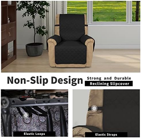 Easy-Going Reversible Couch Cover, Recliner 22 in, Black/Black - Image 3