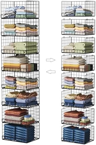 Yociyoga 8-Tier Stackable Closet Organizers and Storage Shelves, Foldable Closet Shelf Organizer, Stackable Storage Bins Drawers for Closet Organizer System, Black（Patent No. 30022416） by FollowWithYociyogaTogether