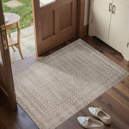 2x3 Vintage Washable Entryway Rug,Small Door Mat for Bathroom Kitchen by Rugxara
