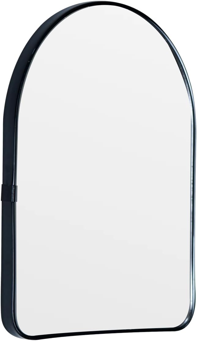 Funly mee Arched Wall Mirror, 7.9 x 11.8 inches, Wall-Mounted Plastic Mirror, for Bathroom and Vanity (Black, 7.9 x11.8) by Funly+mee