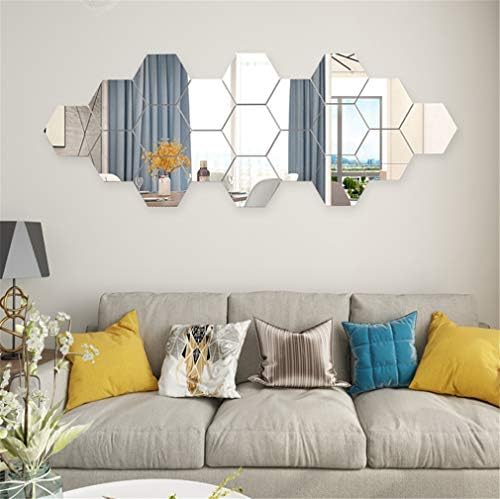 12PCS Hexagon Acrylic Mirror Wall Stickers - DIY 3D Art Sheet Plastic Removable Wall Mirror Stickers for Bathroom, Bedroom, Living Room, TV Background Decoration (Hexagonal) by Price+Xes