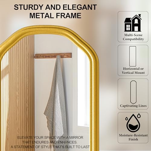 Ferytange Modern Slim Wall Decor Mirror 10"x44" Gold - Skinny Wall Decor for Entryway, Bedroom, Nursery, Luxury Metal Frame with Anti-Shatter Glass - Image 6