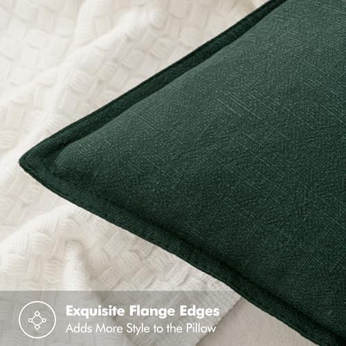 MIULEE Decorative Linen Pillow Covers 18x18 Inch Dark Green - Image 2