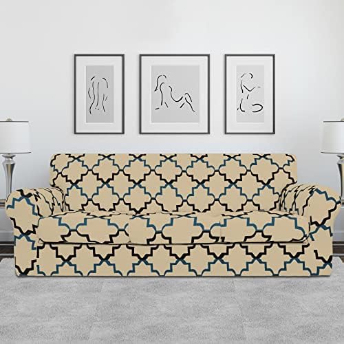 Easy-Going 4 Pieces Stretch Sofa Cover for 3 Cushion Couch Washable - Image 2