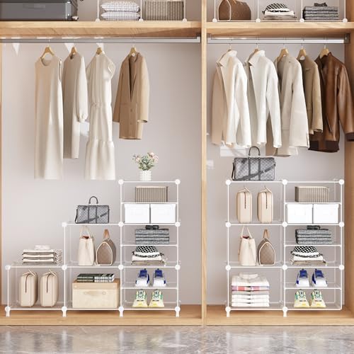 AWTATOS Closet Organizer 8 Cube Storage Shelves, Transparent Twill - Image 5