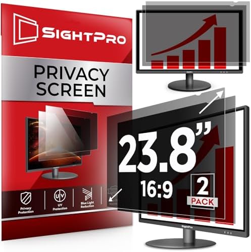 SightPro 23.8 Inch 16:9 [2 Pack] Computer Privacy Screen Filter for Monitor - Privacy Shield and Anti-Glare Protector by SightPro