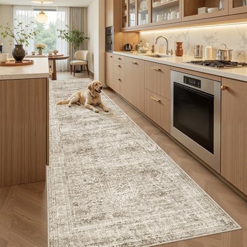 Soalmost Washable 3x10 Hallway Runner Rug Non-Slip Kitchen Entry Rugs Brown by Soalmost