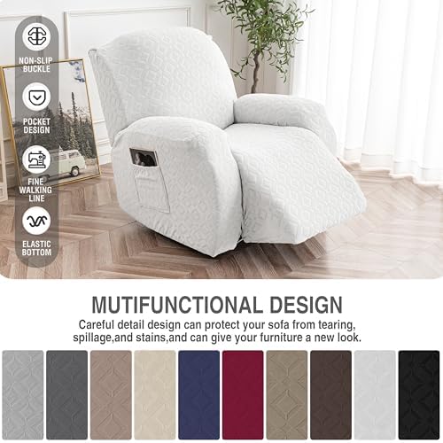 Genina Waterproof Recliner Chair Cover,1 Seat Couch Cover,Ivory White - Image 5