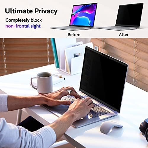 Peslv Magnetic Privacy Screen Surface Laptop 6/5/4/3/2/1 15 Inch, Removable Anti Blue Light Glare Filter, Black Security Private Apy Block Protector - Image 2