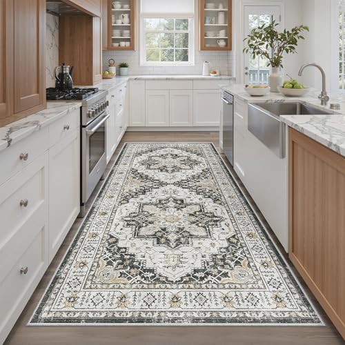 Madane 4x8 Wide Hallway Runner Rug Washable for Living Room, Black - Image 2