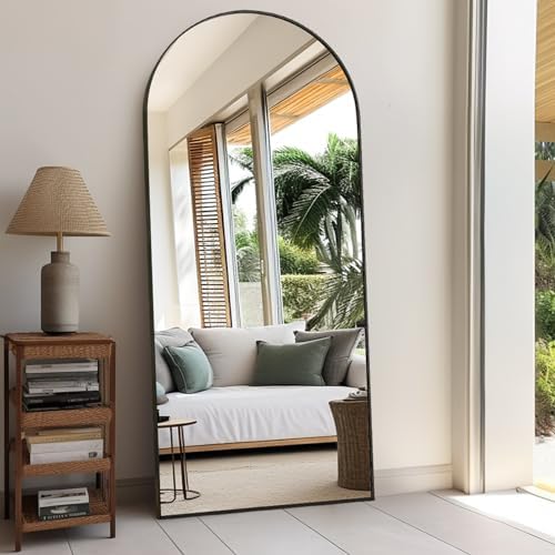 Rowjut Floor Full Length Mirror, Arched Mirrors Full Length 71"x30" Freestanding Large & with Aluminum Frame & Wall Mounted & Hanging or Leaning/Full Body Mirror for Bedroom, Black - Image 5