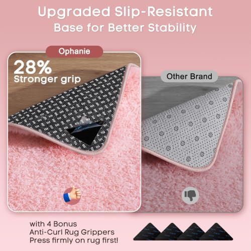 Ophanie Pink Area Rugs for Bedroom Girls, 5x8 Kids Fluffy Fuzzy Furry Shag Carpet, Plush Soft Cute Baby Shaggy Bedside Indoor Floor Rug for Teen Dorm Decor, Nursery with Over 99 pcs Pile fibers - Image 4