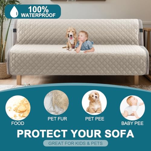 Turquoize 100% Waterproof Futon Cover Slipcover Armless Sofa Protector - Image 2