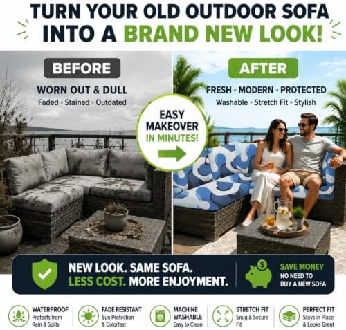 8 Pcs Outdoor Cushion Covers, Patio Sofa Cushion Covers Replacement - Image 3