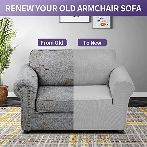 Joccun Stretch Chair Couch Cover,1-Piece Sofa Slipcover Spandex Jacquard Fabric Sofa Covers with Elastic Bottom,Washable Furniture Protector for Dogs,Cats,Kids(Armchair, Wide 35" - 55",Silver) - Image 6