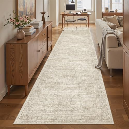 Soalmost Hallway Runner Rug 2'6" x 12' Washable Long Kitchen Rugs Beige by Soalmost