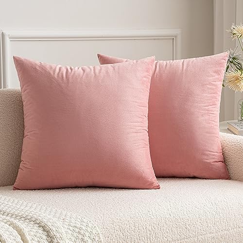MIULEE Velvet Throw Pillow Covers 16x16 Inch Pack of 2 Dusty Pink by MIULEE