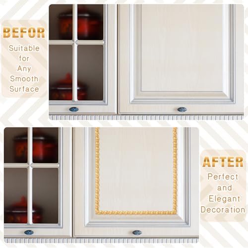 Peel and Stick Molding Trim Flexible Molding Trim for Wall Self Adhesive Paintable DIY Wall Trims for Mirror Frame Cabinet Edge Picture(1 Pcs,Gold) - Image 5