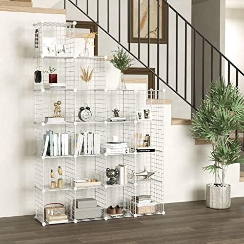 C&AHOME Wire Cube Storage, 20-Cube Organizer Metal, Wire C Grids, White - Image 6