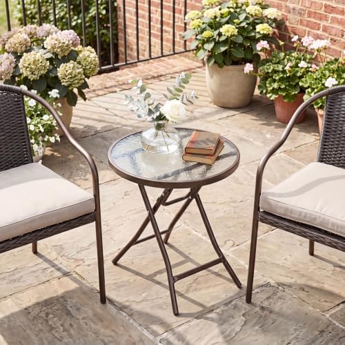 GIANTEX Folding Side Table w/Tempered Glass Tabletop & Metal Frame Set of 2 - Image 2