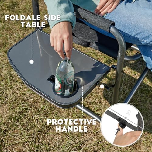 TIMBER RIDGE Aluminum Oversized Camping Chair, Lightweight Portable Directors Chair with Side Table Detachable Side Pocket for Outdoor Camping, Lawn, Picnic, Support 400lbs Black 2 Pack - Image 6