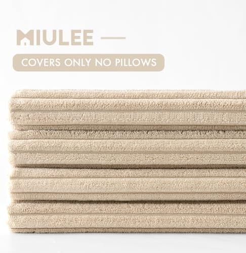 MIULEE Soft Corduroy Decorative Throw Pillow Covers Beige 18x18 - Image 6