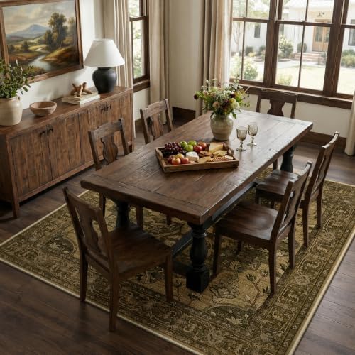 RELEANY Washable Area Rug, Square 8'x8', Brown/Dark Brown - Image 3