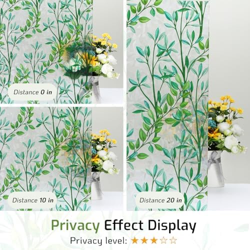 LUTE Stained Glass Window Privacy Film, Rainbow Decorative Cling, Leaf - Image 6