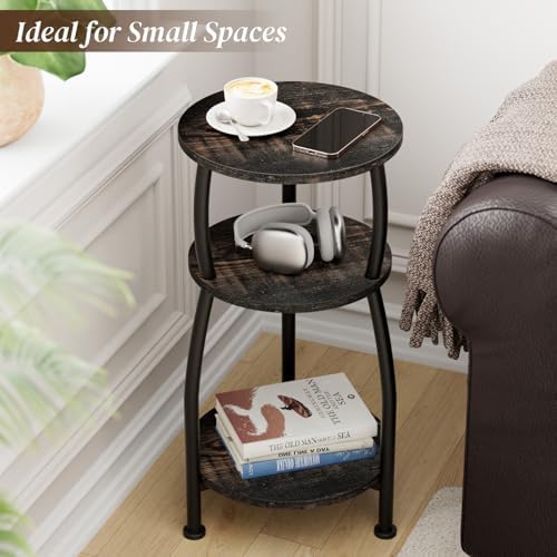 Small Round Side Table, 3-Tier Slim End Table for Small Spaces - Image 4