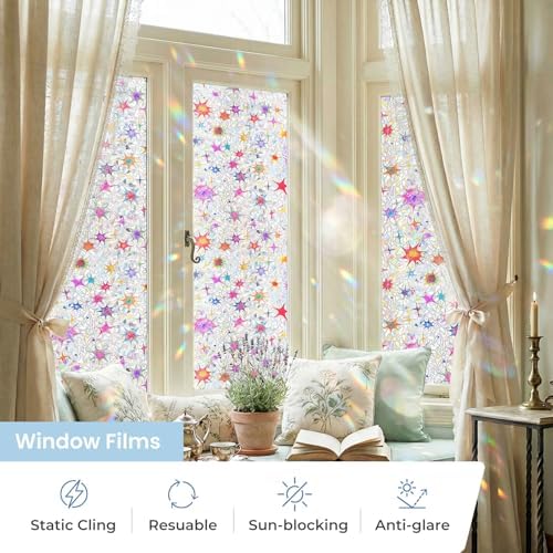 ADD.HERES Rainbow Window Privacy Film, Stained Glass Cling, 17.5" x 78.7" - Image 3