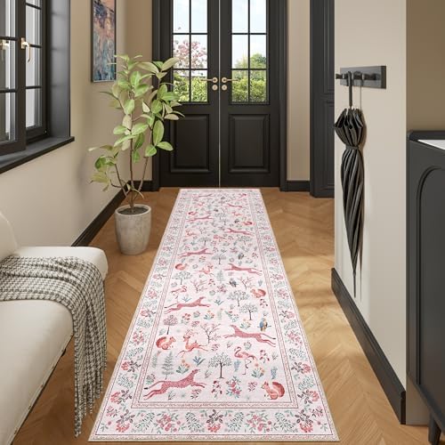 DUKINO 2x6 Runner Rug, Washable Animal Kitchen Rugs Non Slip, Pink - Image 6