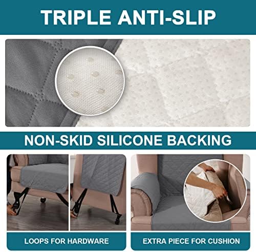 Turquoize 100% Waterproof Wing Chair Cover Wing Armchair Slipcovers, Gray - Image 4