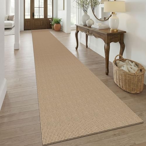 KOZYFLY Boho 3x20 Runners Rugs for Hallway, Extra Long Washable Runner Rug, Woven Non Slip Kitchen Runner, Cotton Entryway Rug, Floor Carpet for Entry, Aisle, Hall, Orange Beige/Tan/Brown by KOZYFLY