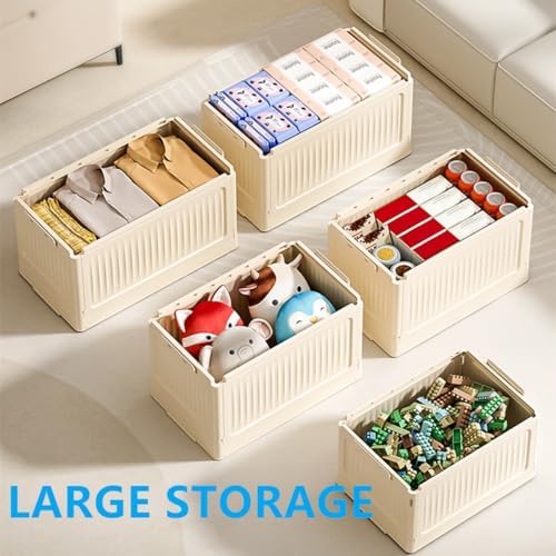 Foldable Storage Bin with Lid, 1‑Pack Beige – Collapsible Storage Box Organizer for Closet, Clothes, Toys, Books, Documents - Image 6