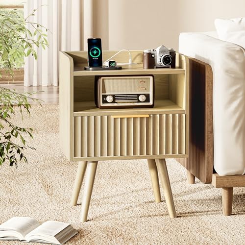 Huuger Nightstand Set of 2 with Charging Station, USB-C Port, End Tables - Image 5