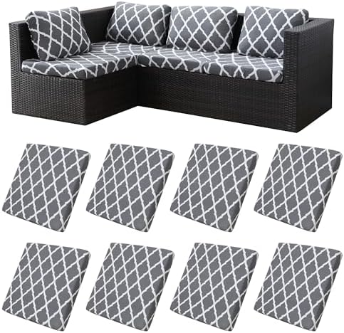 8 Pcs Outdoor Cushion Covers, Patio Sofa Cushion Covers Replacement by BIETYONE