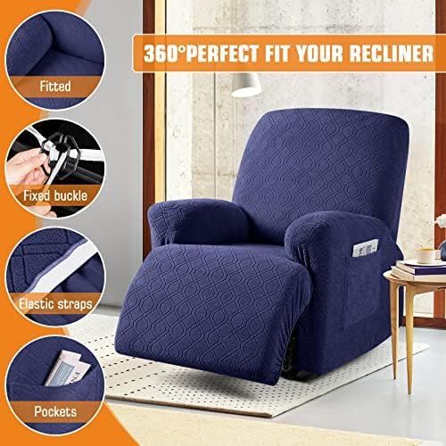 VANSOFY Oversized Stretch Recliner Chair Cover, Navy Blue, 1 Seater - Image 5