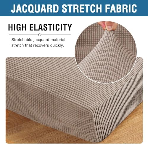 H.VERSAILTEX Super Stretch Individual Chaise Cover Sectional Couch Covers for L Shaped Sofa Both Left/Right Featuring Thick Jacquard Textured Twill Fabric (1 Piece Chaise Cover Large, Sand) - Image 4