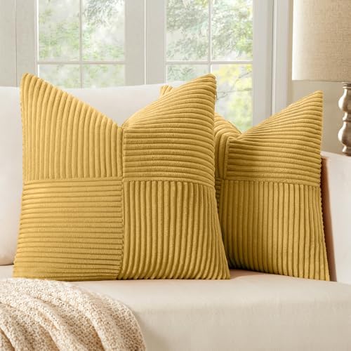 MIULEE Golden Mustard Decorative Throw Pillow Covers for Couch 16x16 Inch by MIULEE