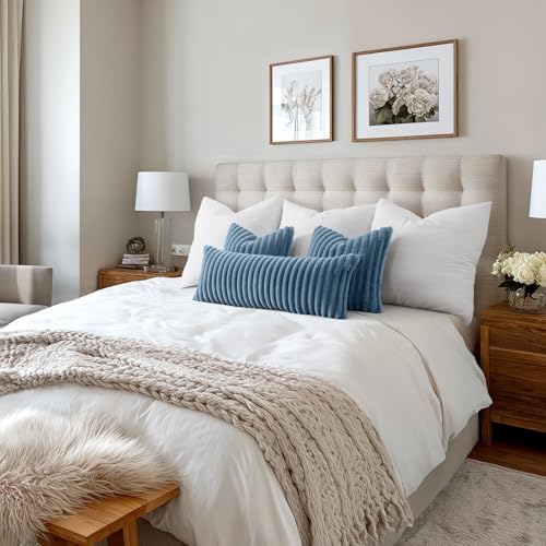 MIULEE Faux Fur Decorative Throw Pillow Covers 18x18 Set of 2 Grey Blue - Image 6