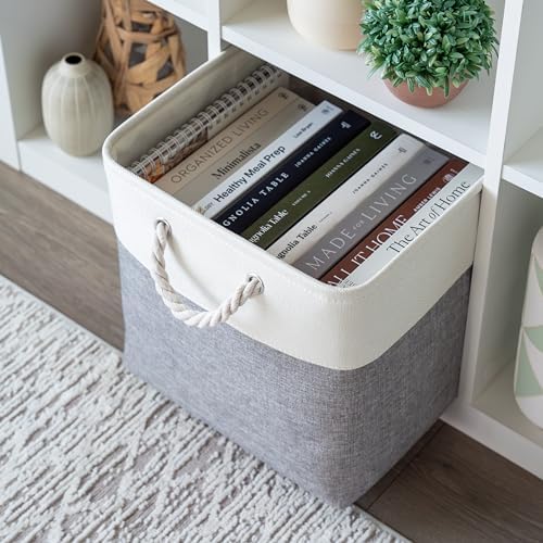 OrganiHaus 13x13 Cube Storage Bins, 4-Pack Fabric Cubes, Rope Handles - Image 4