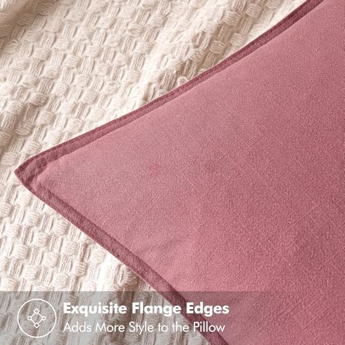 MIULEE Decorative Linen Euro Sham Pillow Covers 22x22 Inch Cranberry Red - Image 2