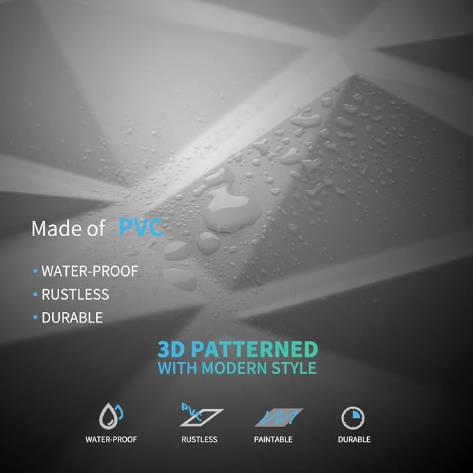 Art3d Decorative 3D Wall Panels in Diamond Design, 11.8"x11.8" Matt White (33 Pack) - Image 5