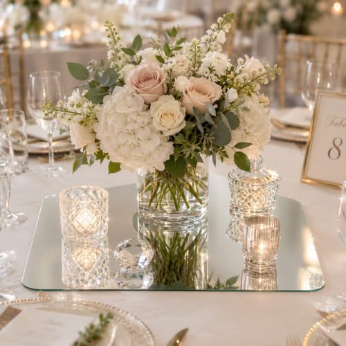 Homease Frameless Square Mirror Tiles Set of 12, 11.81 x 11.81 Inch Glass Mirror Tray Candle Plate, Wall Mounted Mirrors for Wedding Centerpieces, Table Decor, Party Supplies and DIY Craft Projects - Image 2