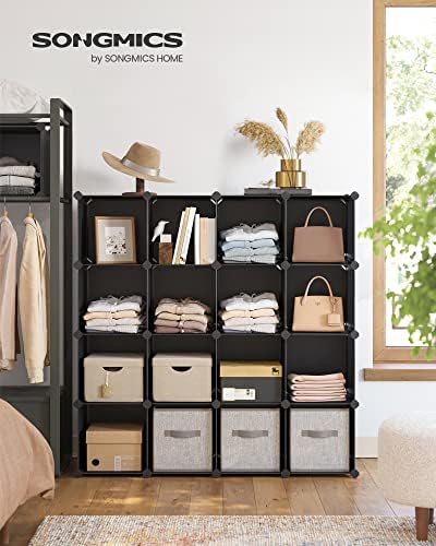 SONGMICS 16 Cube Storage Organizer，Plastic stackable cube shelf - Image 2