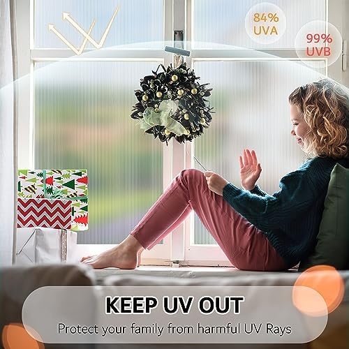 VELIMAX Reeded Glass Privacy Film, Frosted Window Vinyl, 3D Decorative Window Decals Non Adhesive for Bathroom, Living Room 35.4x157.4 inches - Image 4